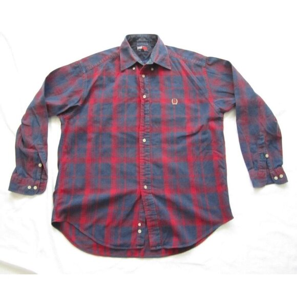 Vtg Men Tommy Hilfiger Plaid Button Up Long Sleeve Shirt Sz M (MT266) - Picture 1 of 9